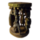 African wooden stool carved in the shapes of characters