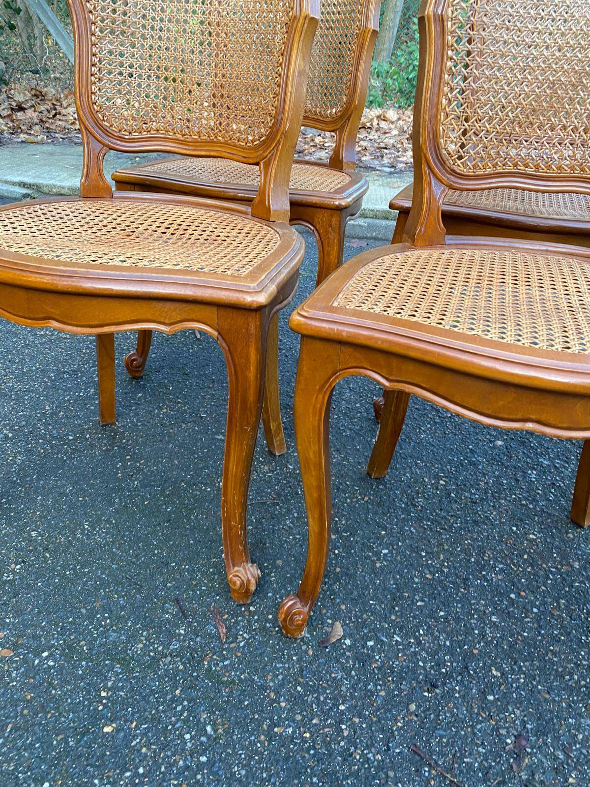 6 Louis XV cane chairs in solid wood from the 1950s