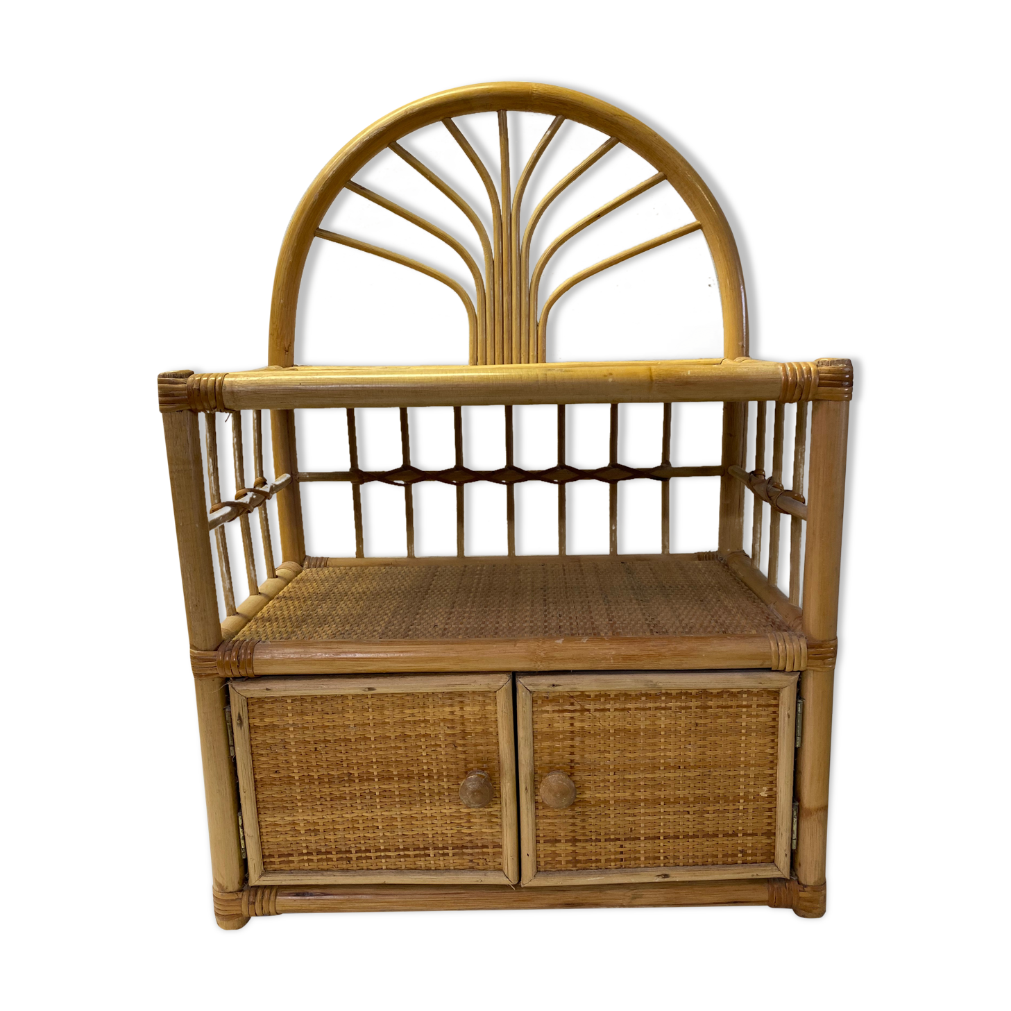 Vintage rattan storage cabinet