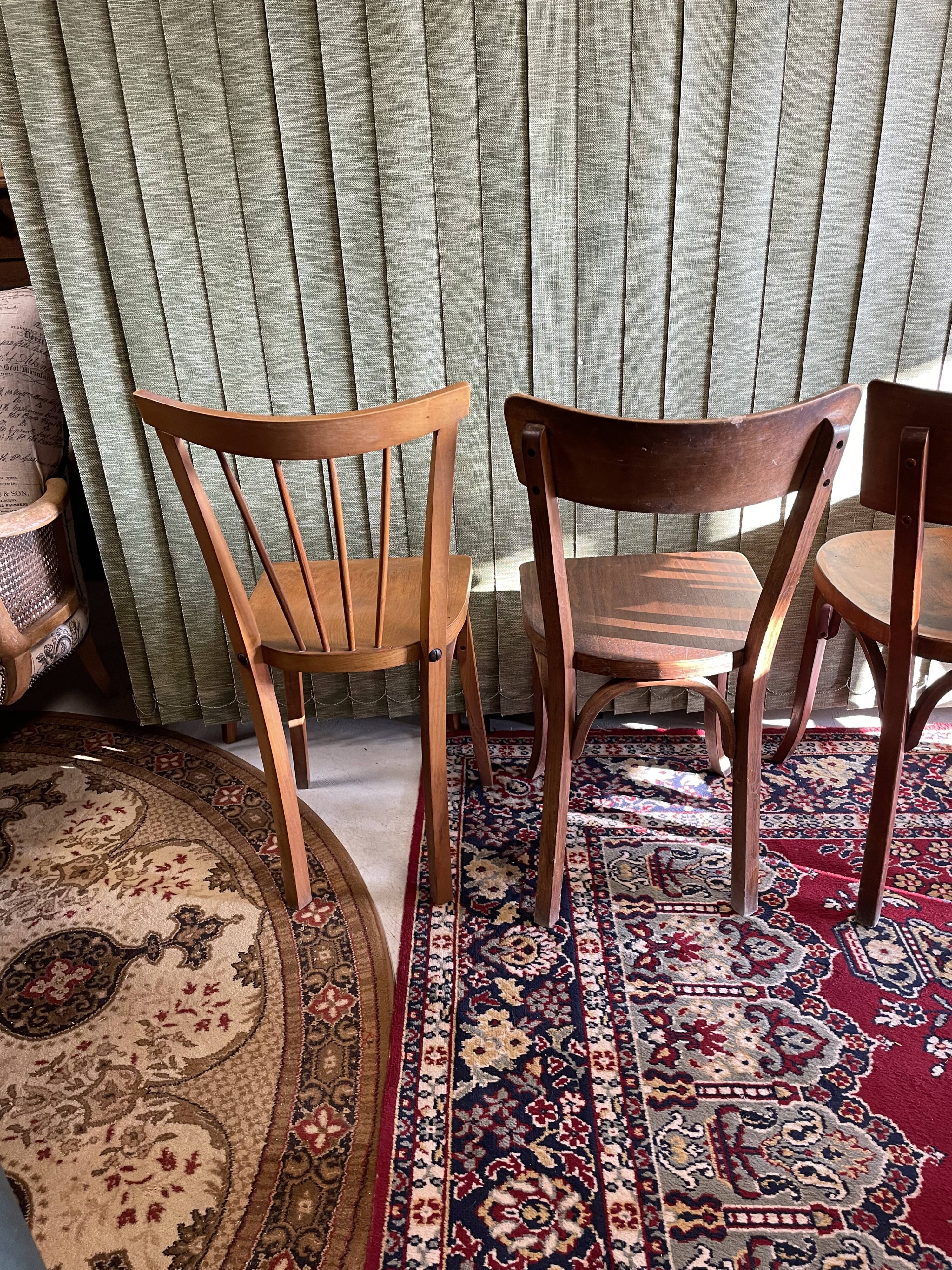 Set 4 vintage mismatched bistro chairs 50