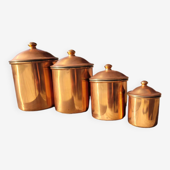 Set of 4 copper metal pots