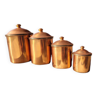 Set of 4 copper metal pots