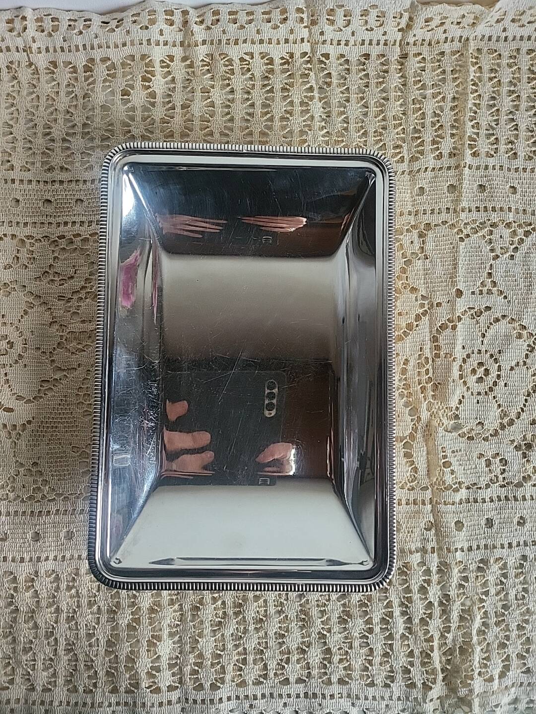 Rectangular metal silver-plated tray