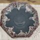 Cut on pedestal in gypsy blue ceramic lava effect burgundy and white signed GF
