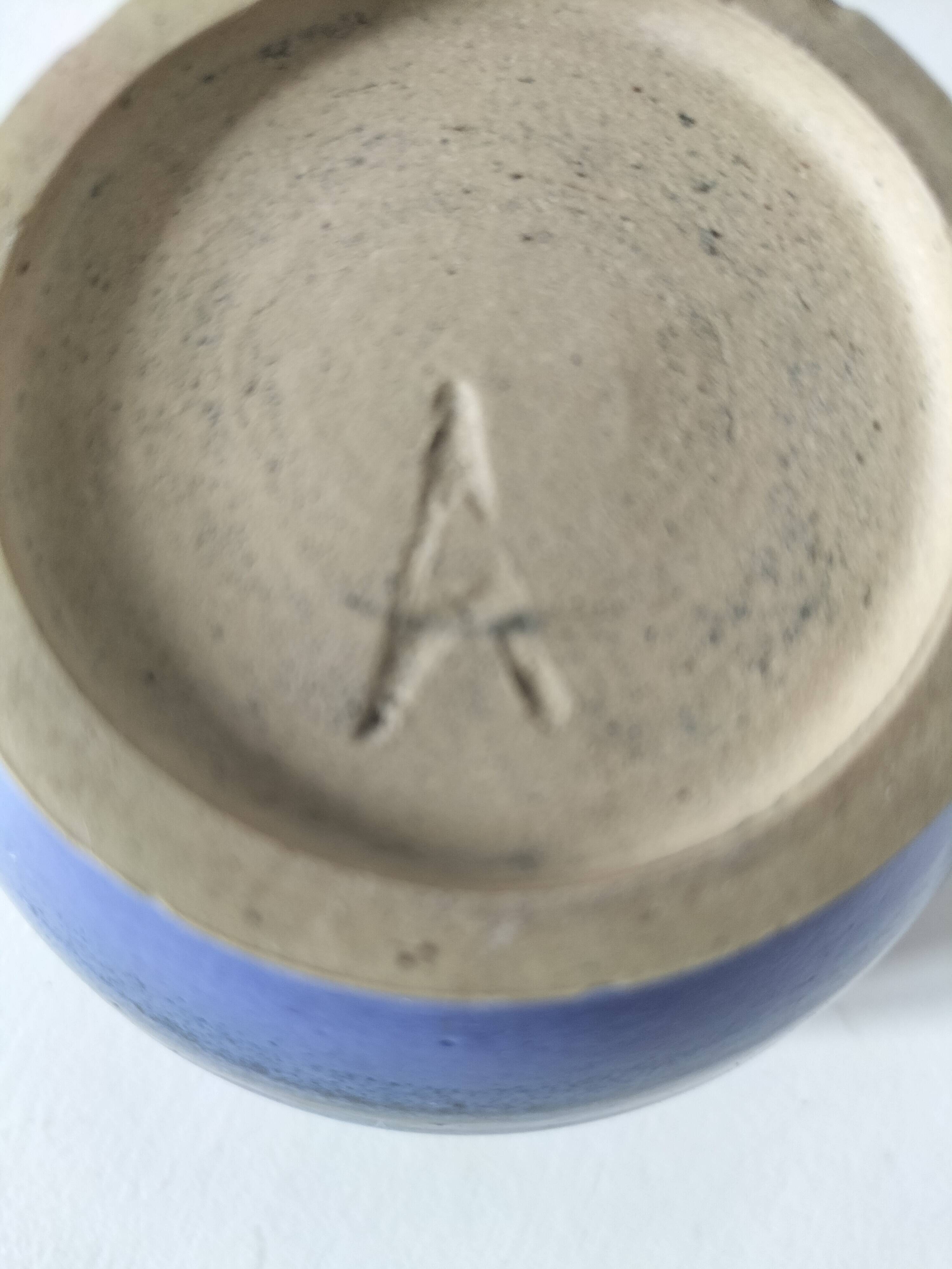 Duo de gobelets en grès émaillé bleu et vert