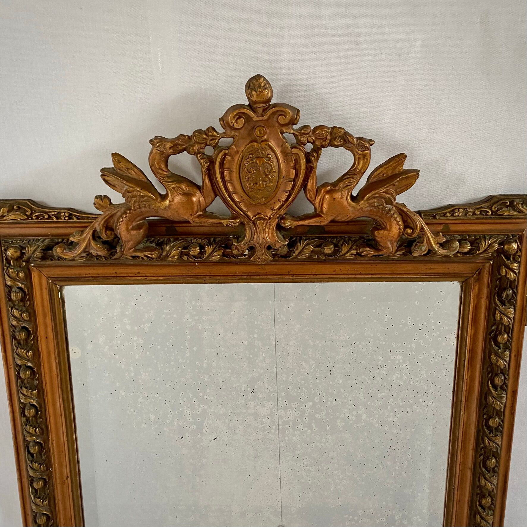 Mirror Napoleon III, gilded with pediment - 105x67cm