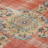 Handmade oriental unique 1980s 242 cm x 338 cm beige wool carpet