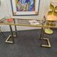 Vintage brass and smoked glass console.