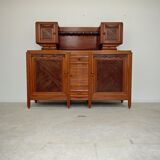 Buffet haut art and craft Art déco français en bois blond 1950 1960