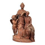 The sculpture, original terracotta signed and dedicated, Charles Van Oemberg.
