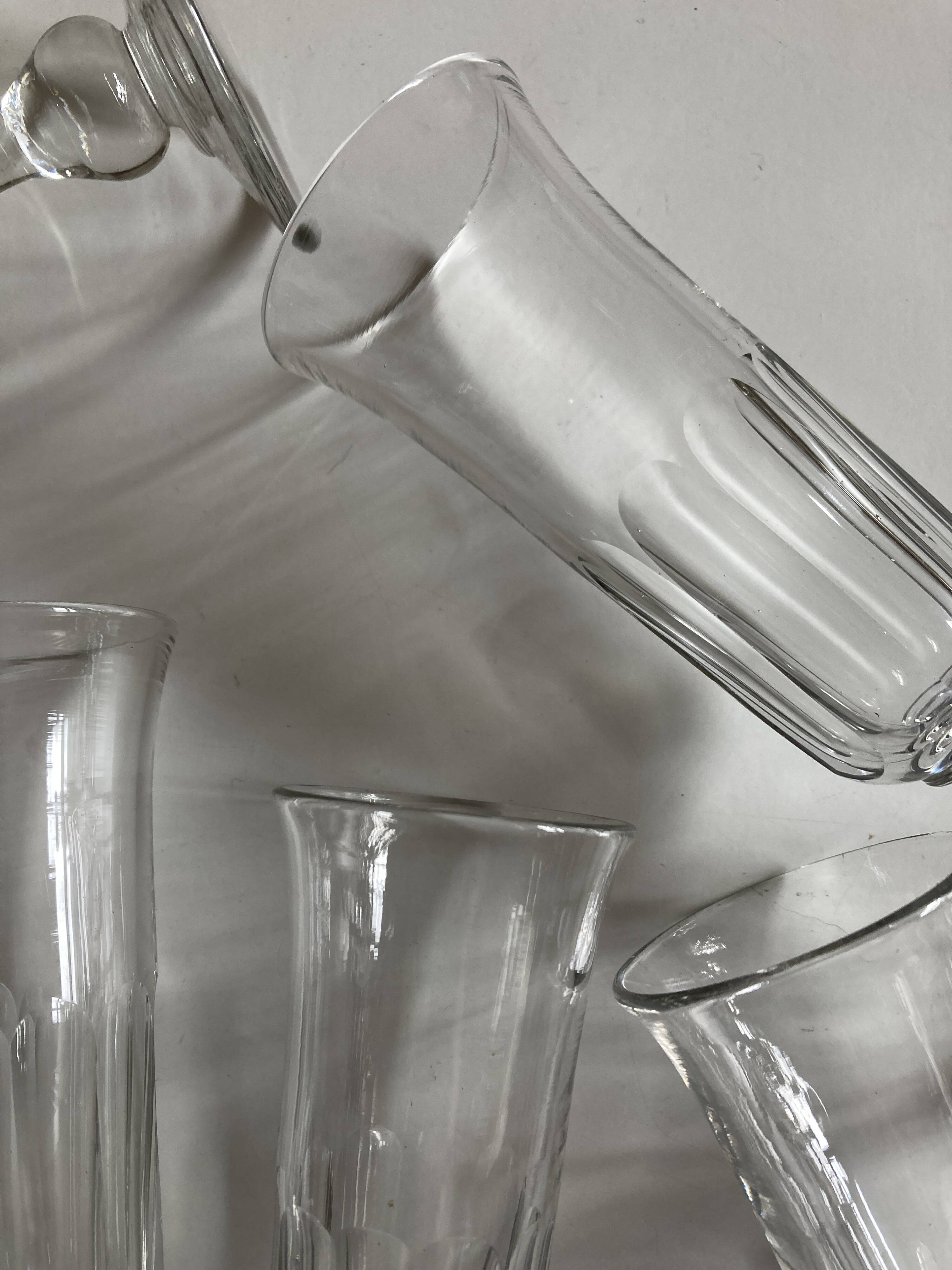 Set of 9 Louis Philippe tulip champagne flutes with flat sides mid 19th