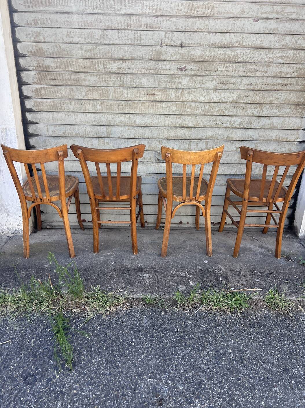(Lot) 4 vintage wooden bistro chairs by Baumann