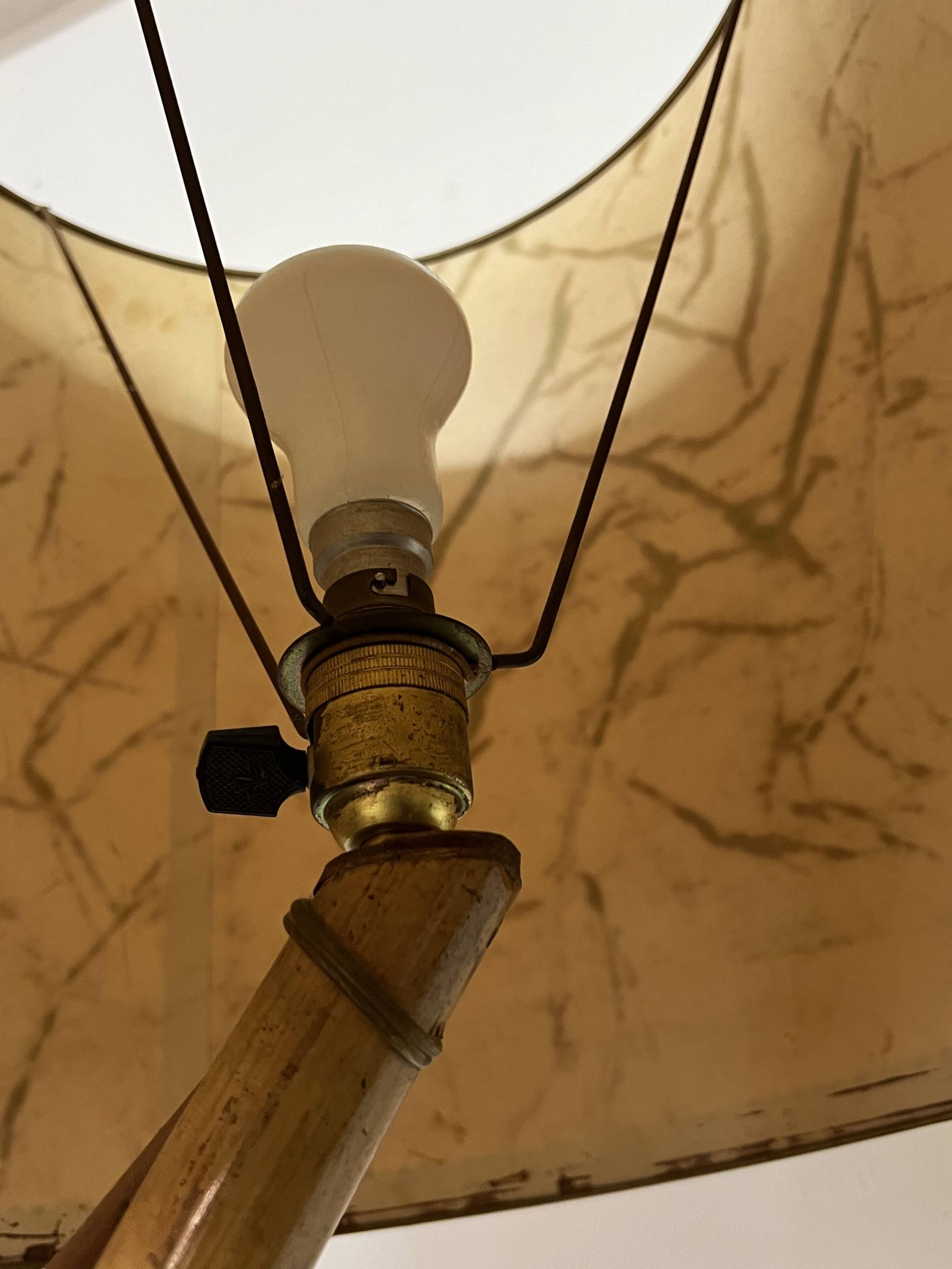 Rattan and bamboo plant holder floor lamp from the 70s