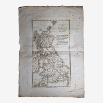 Carte de la Grande Bretagne extraite de l'Atlas des l'histoire des empereurs de 1819, 48 x 34 cm