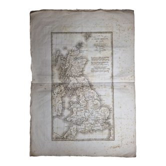 Carte de la Grande Bretagne extraite de l'Atlas des l'histoire des empereurs de 1819, 48 x 34 cm