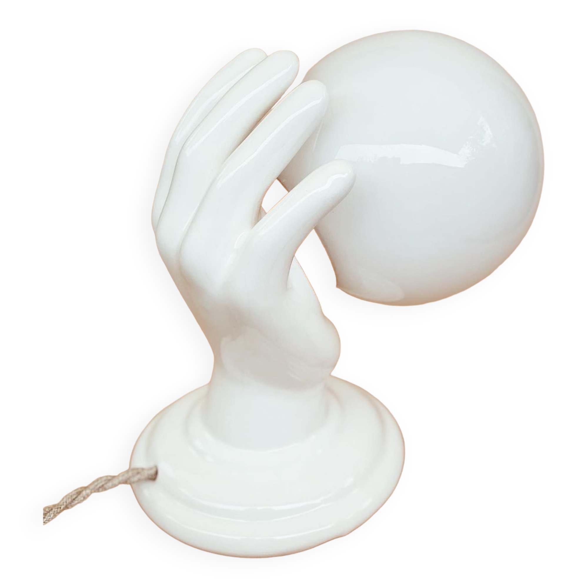 Applique murale baladeuse main en céramique globe opaline