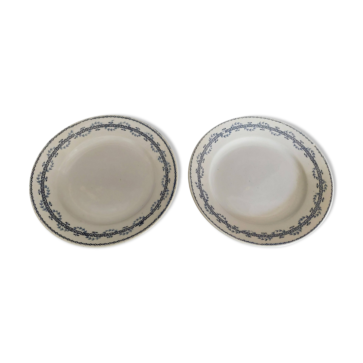 Pair of Gien iron earthenware dessert plates with Austerlitz decor