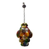Suspension en fer forgé multicolore en verre de Murano, années 1950