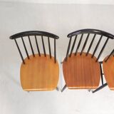 Set of 4 Fanett model slatted chairs, Tapiovaara, 1960s