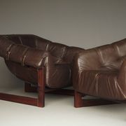 Rare pair of model MP-91 leather lounge chairs by Percival Lafer