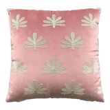 Pink cushion embroidered palm trees