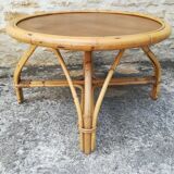 Rattan and bamboo coffee table
