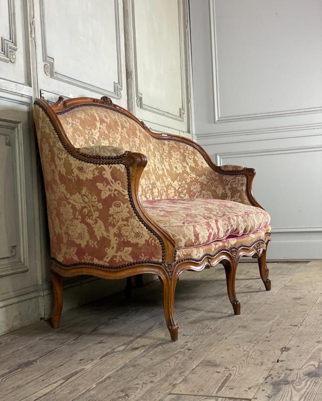 Louis XV Bench In Carved Beech And Moulded Corbeille File, 18th Century