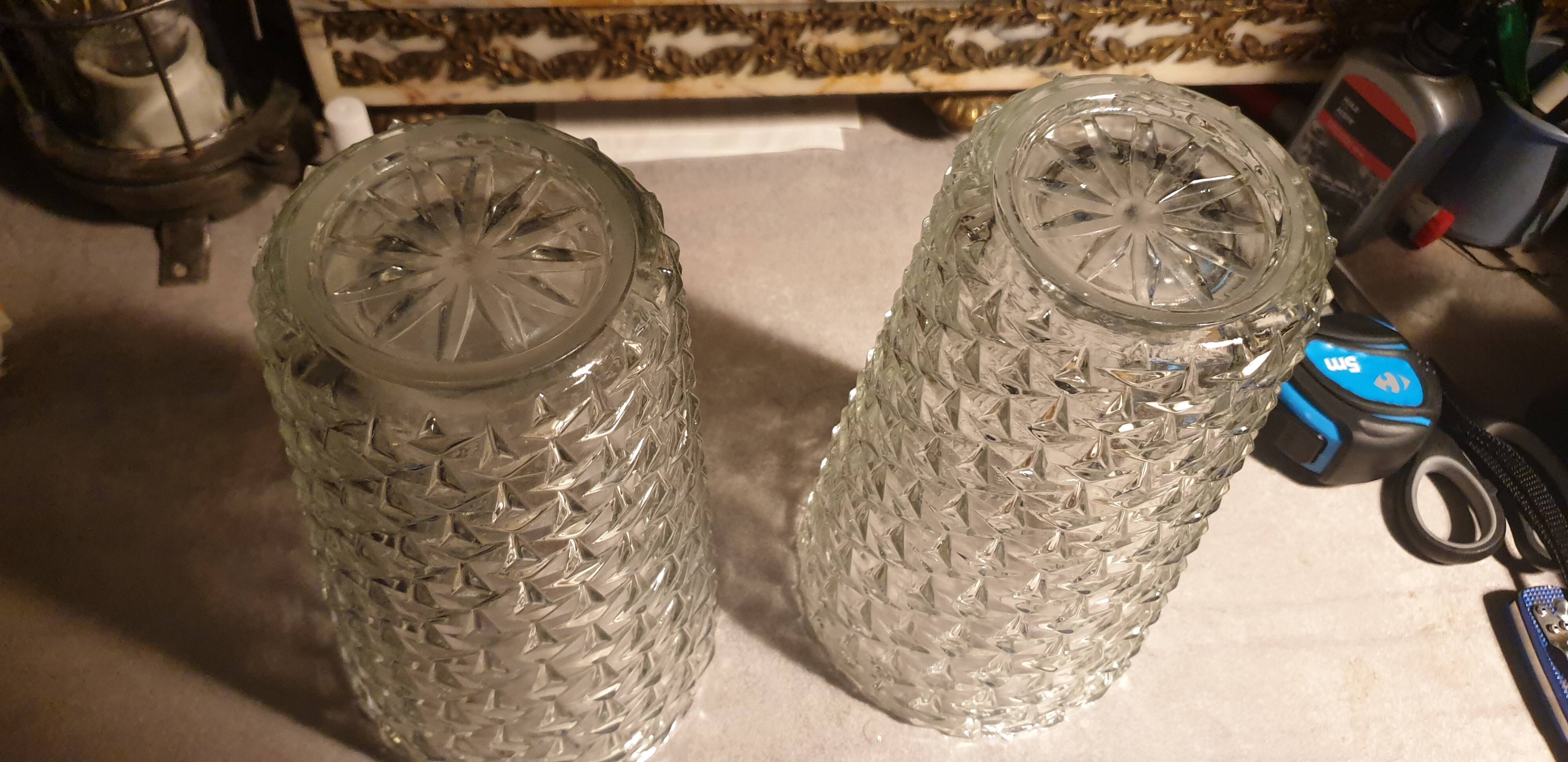 Pair of vintage diamond tip vases