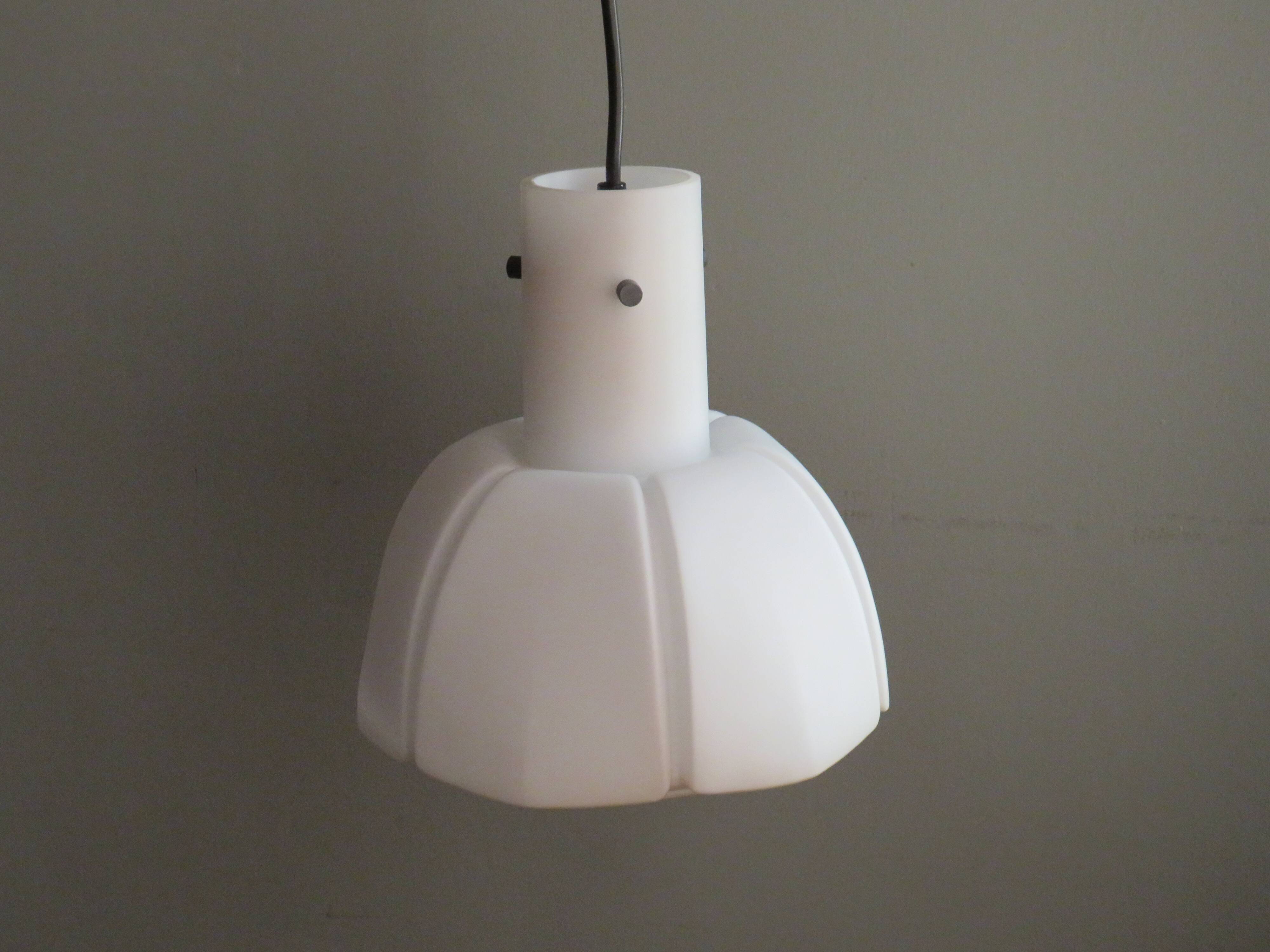 Suspension lamp, white opaline, Glashütte Limburg, Germany 1960