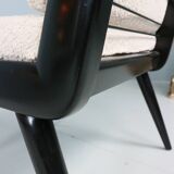 2x 'boomerang' h. mitzlaff, e. schmidt for soloform, bouclé lounge chairs, 1953