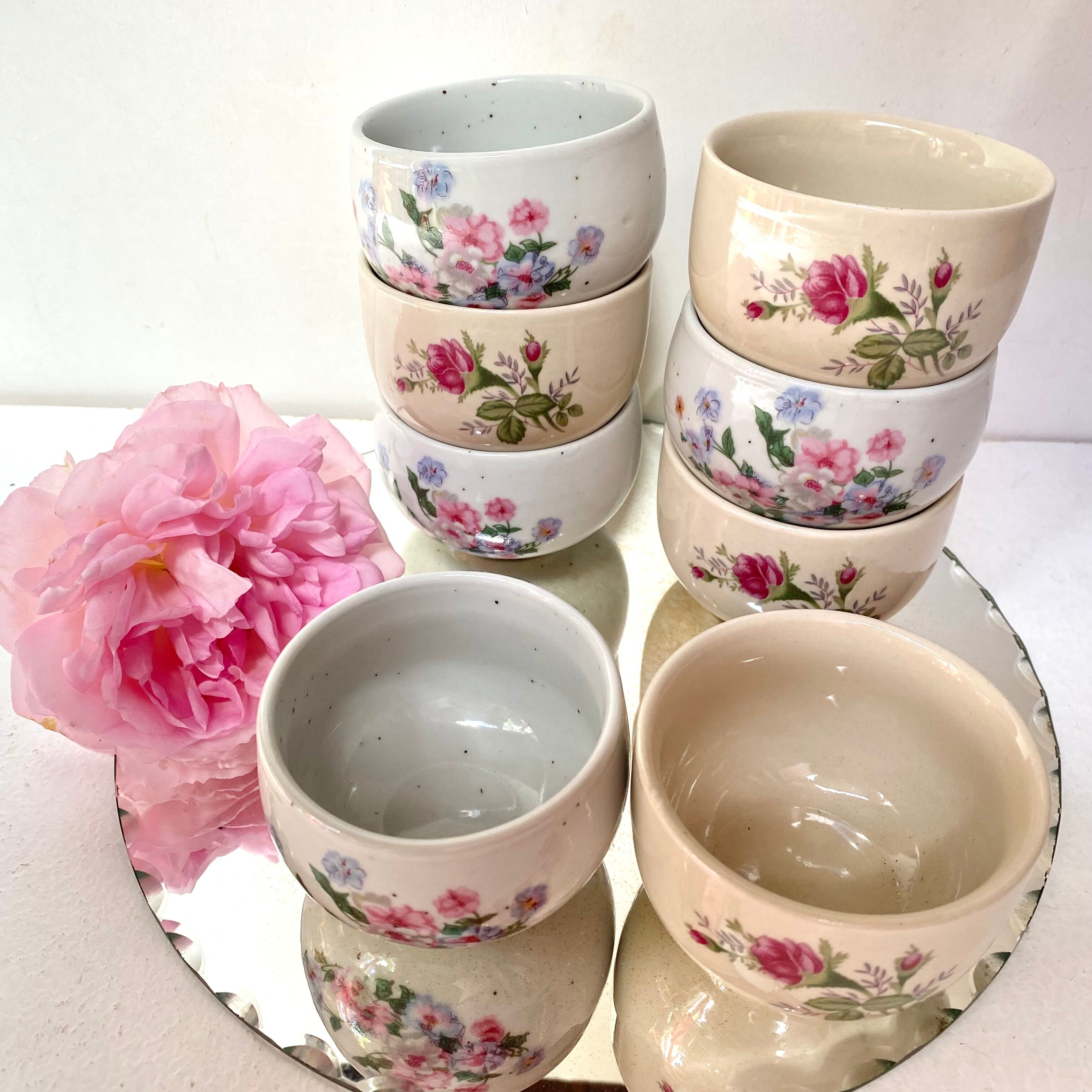 Vintage stoneware coffee tea cups