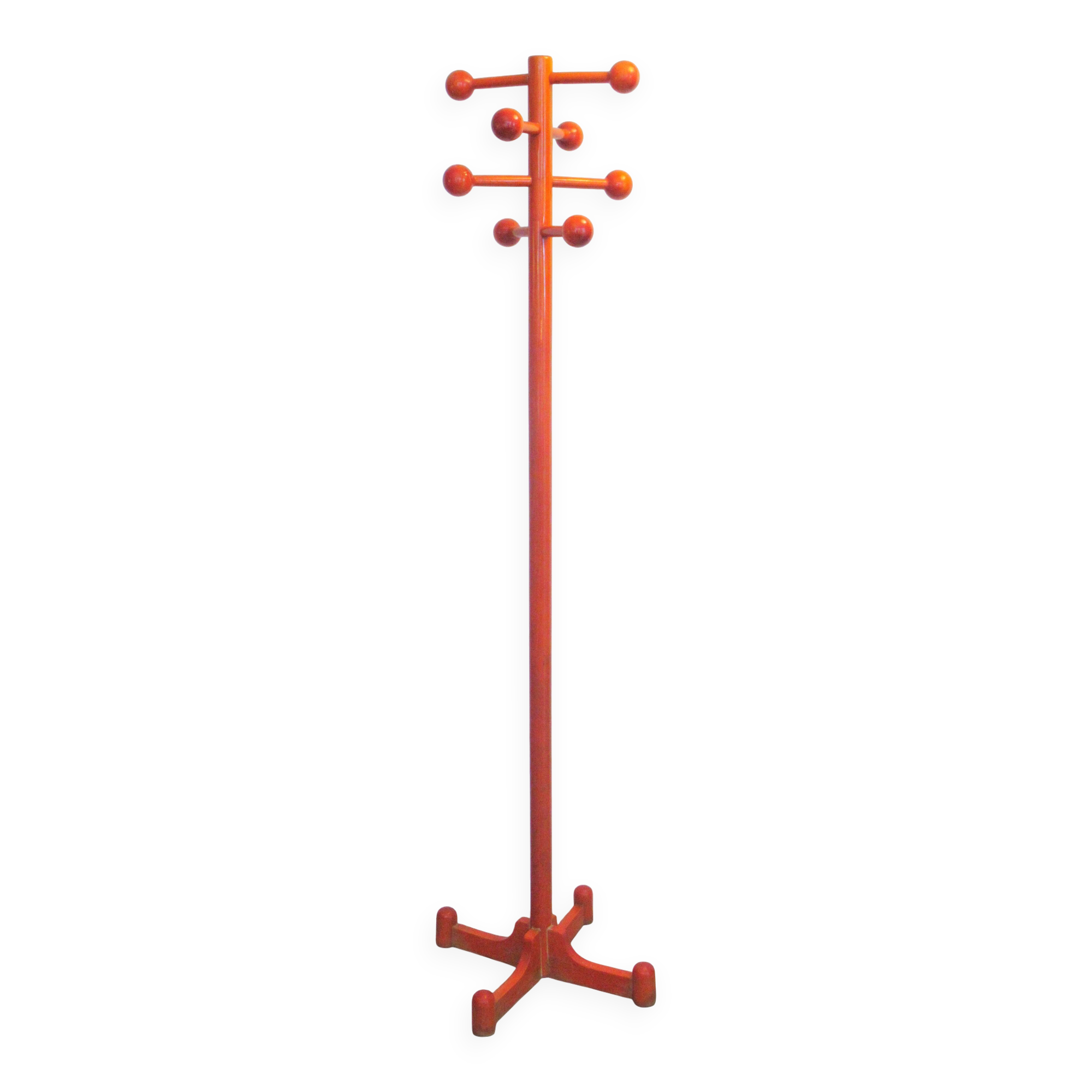 Portemanteau italien en bois orange années 70