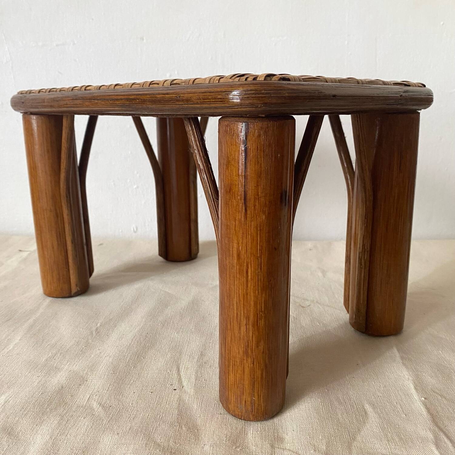 Vintage rattan low stools