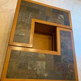 Oak and slate coffee table