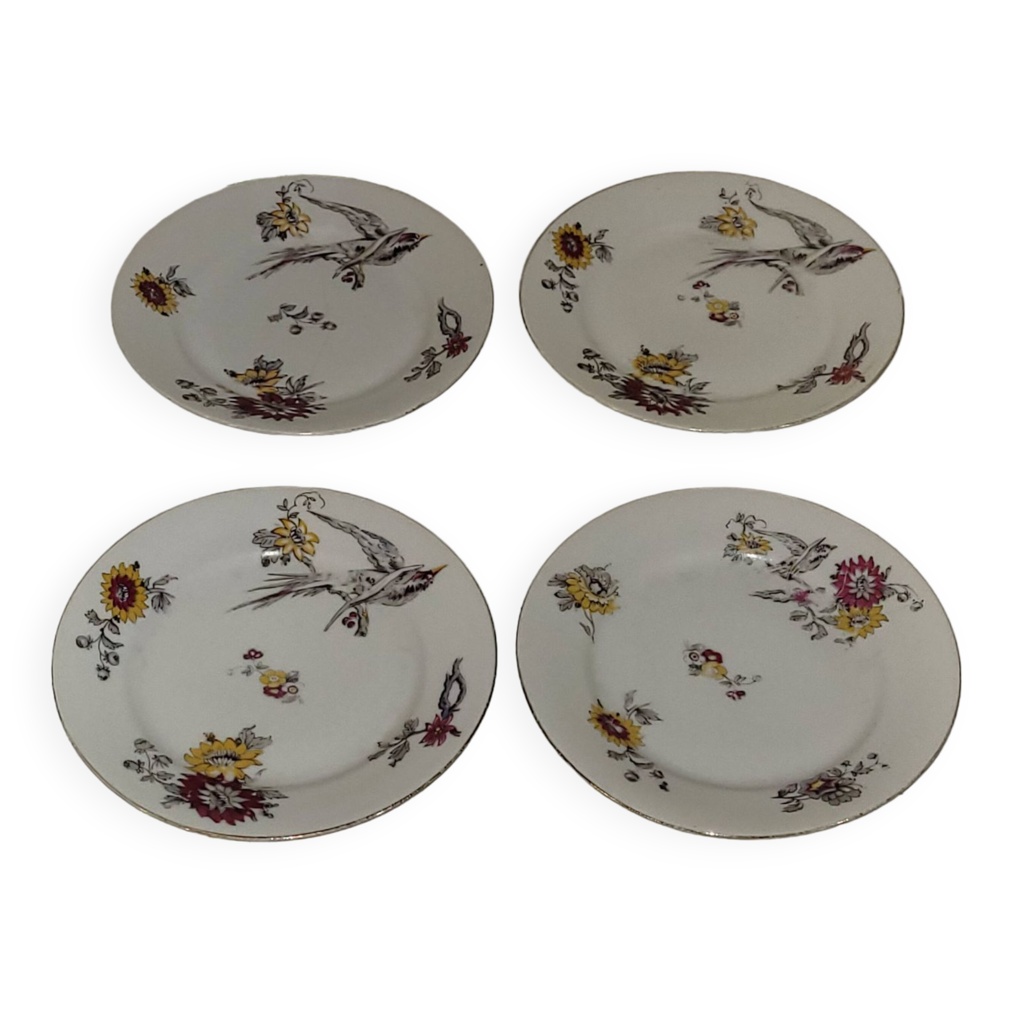 4 porcelain dessert plates - old - vintage