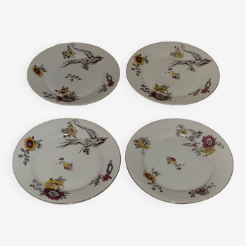 4 assiettes à dessert porcelaine - ancien - vintage