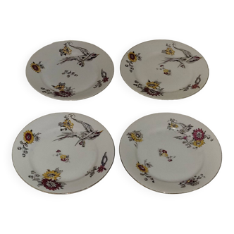 4 porcelain dessert plates - old - vintage