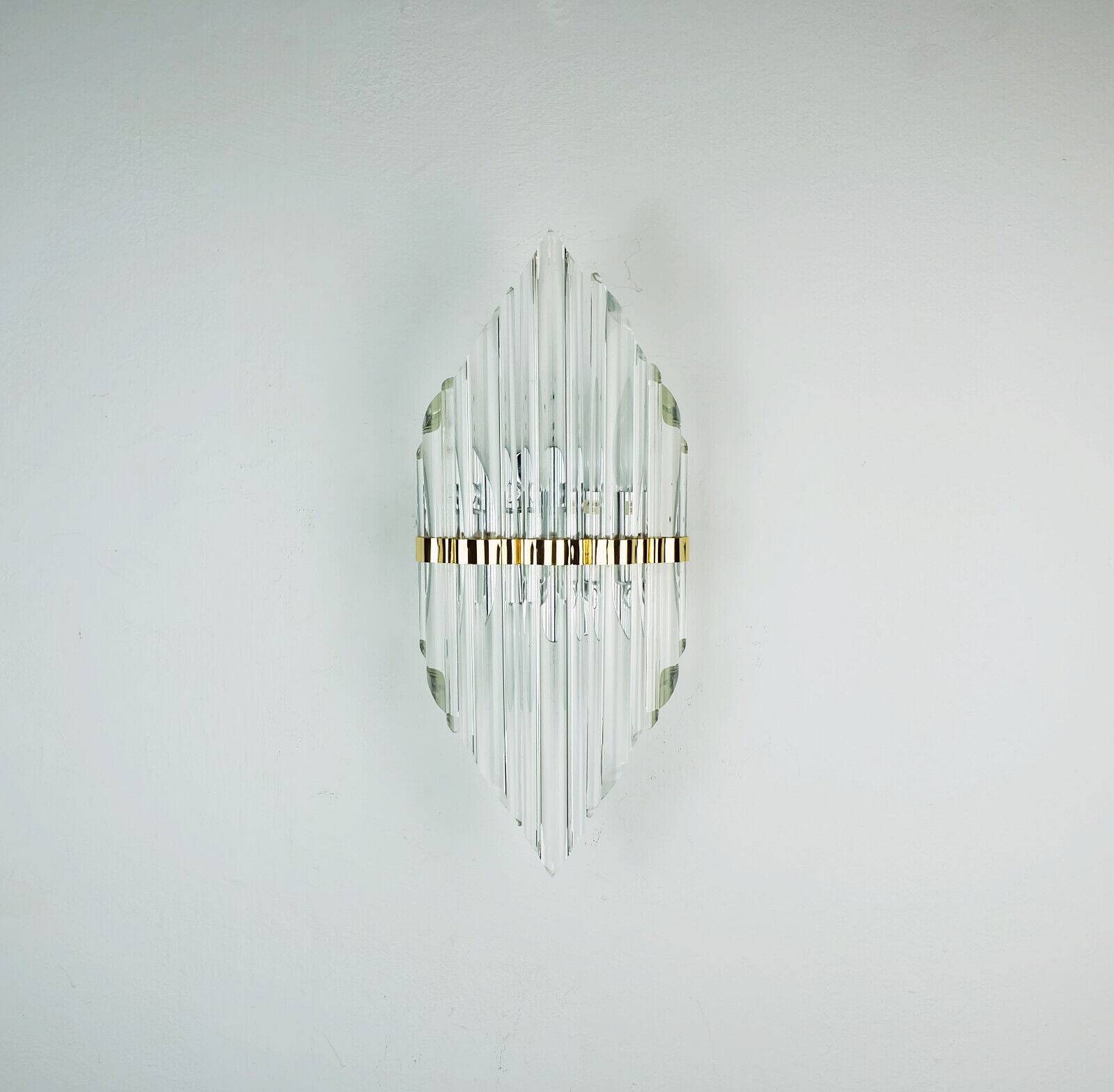 Mid century wall sconce glass rods and metal hollywood regency style