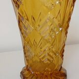 Amber yellow glass vase