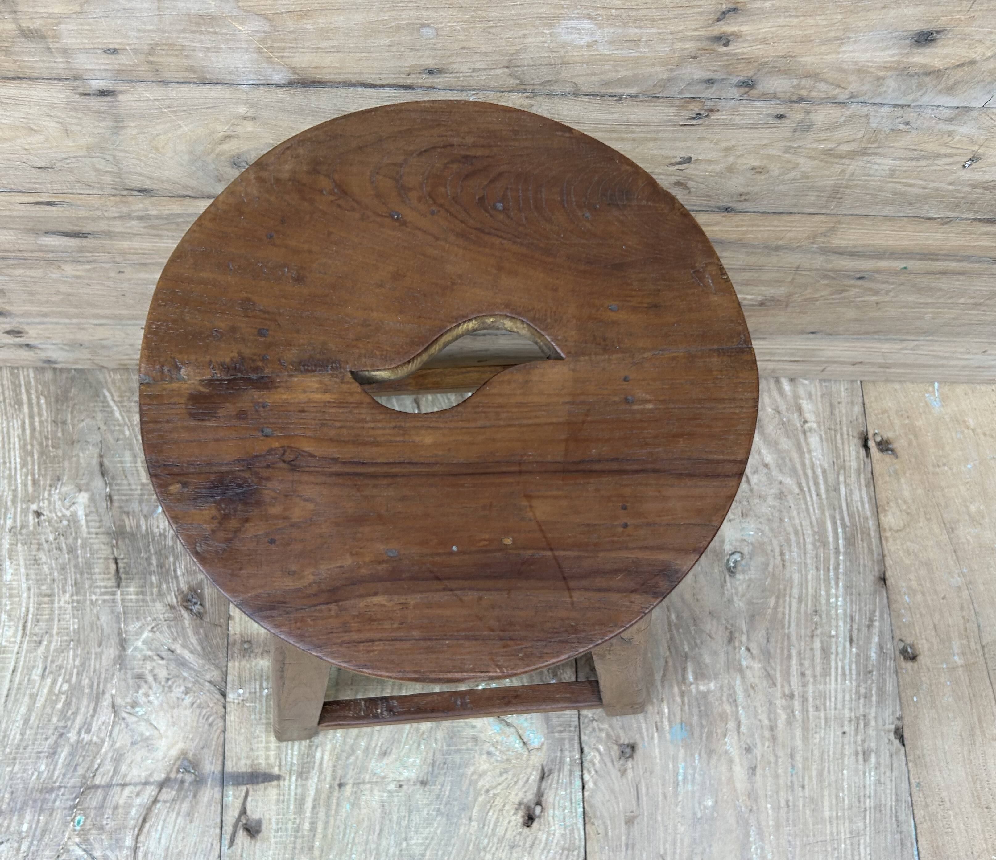Solid teak workshop stool