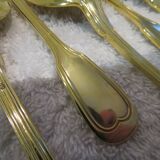 12 gold metal ice cream scoops with net decoration 14.6cm