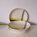 Set of 9 soup plates with yellow and green patterns