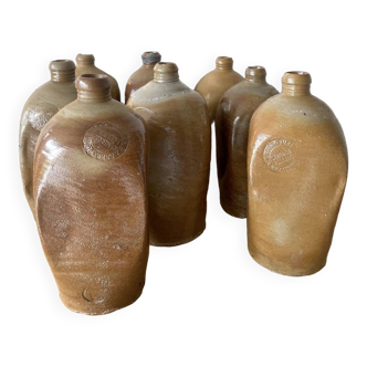 Old german glazed terracotta pullnaer bitterwasser bottle