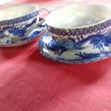 2 porcelain cups with their saucer, hand-painted "Japanese dragon" décor. Do in Japan.