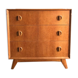 Compass foot chest of drawers in light oak from the 1960s