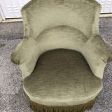 Green velvet toad armchair