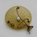 Ancien suspension vasque Art Déco 1 Feu, en pâte de verre jaune