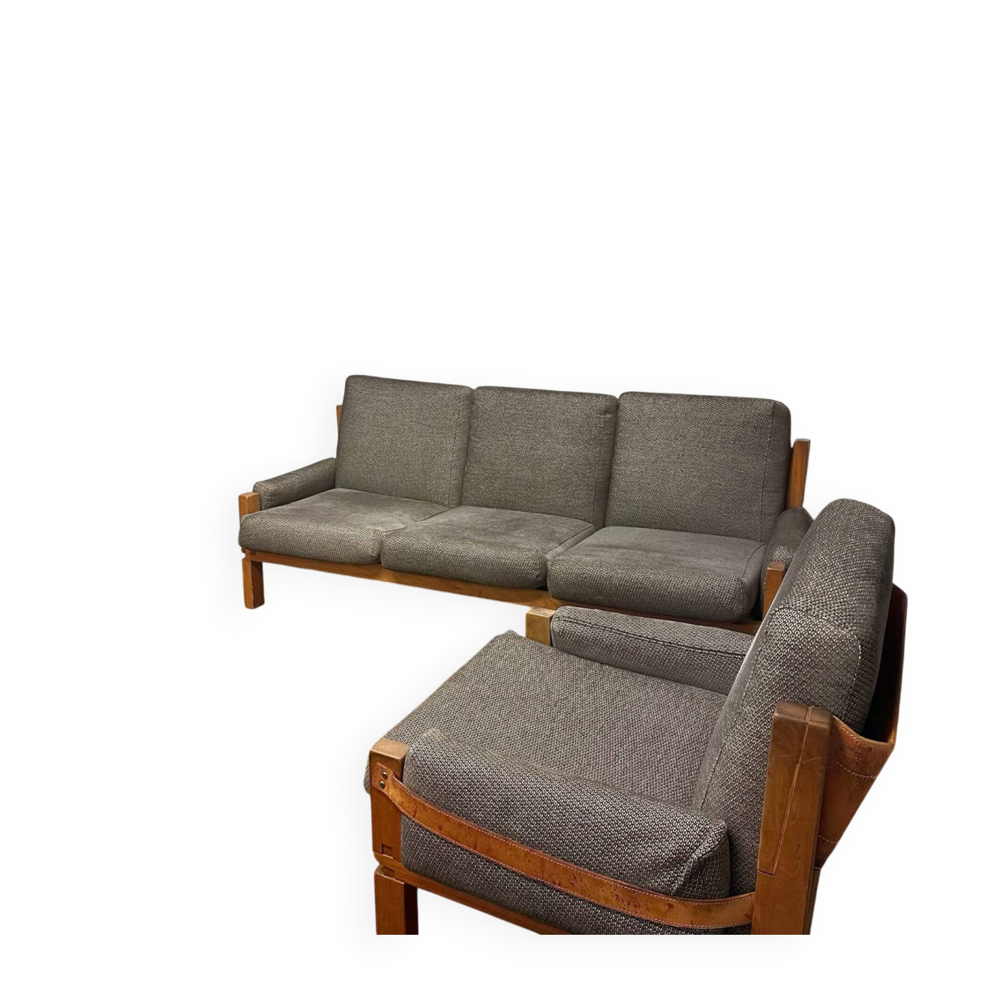 S32 sofa & its S15 armchair by Pierre Chapo, France, 1966