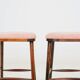 Bar stools matching the vintage style, in pink corduroy.