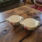 Pair of hand-painted floral-decorated jugs
